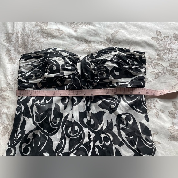 Y2K Black White Silk Strapless Halter Flutter Top 10 Fairycore Office Siren Goth - Picture 10 of 11